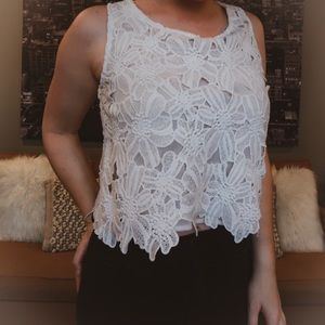 WHITE LACE TANK
